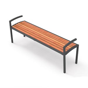 Camilla Backless Bench with Arms / Wood by City Design