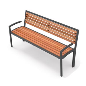 Camilla Bench with Arms / Wood by City Design
